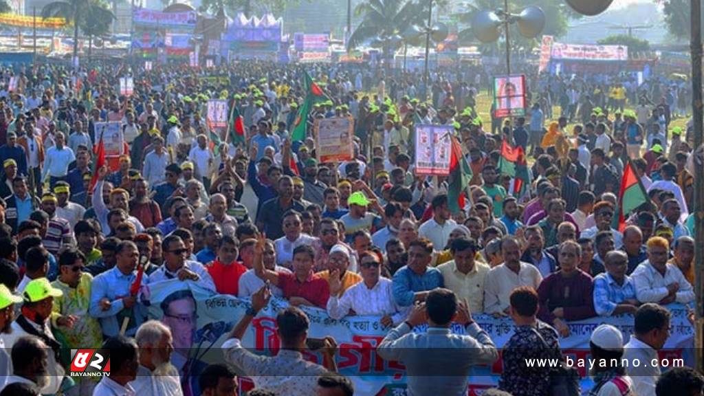 নেতা-কর্মীতে ঠাসা রংপুরের সমাবেশস্থল