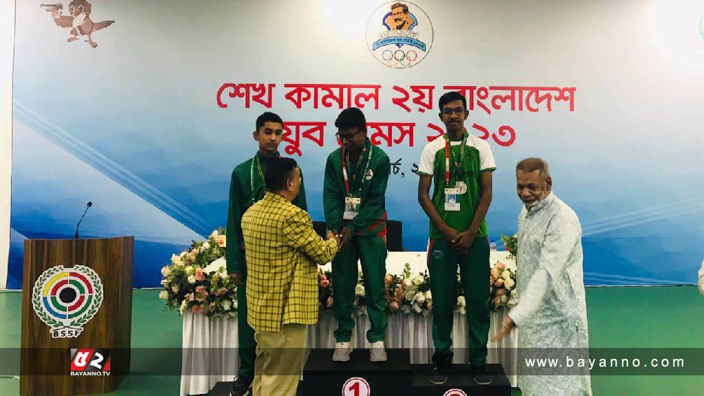 শুটিংয়ে রানার আপ রংপুর বিভাগ, স্বর্ণ পদক জয়ী সোবহান