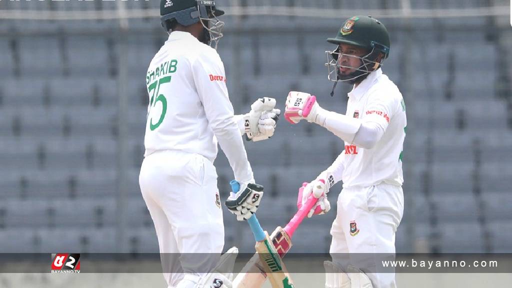 মুশফিকেরও অর্ধশতক, ৪৪ রানে পিছয়ে লাঞ্চ বিরতিতে বাংলাদেশের