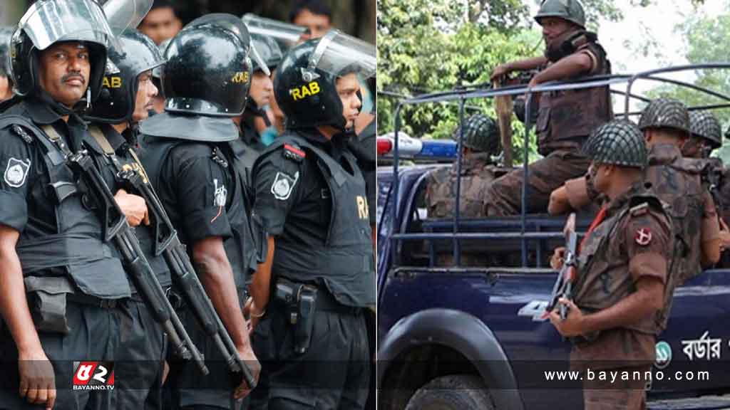 দেশজুড়ে বিপুল সংখ্যক র‍্যাব-বিজিবি মোতায়েন