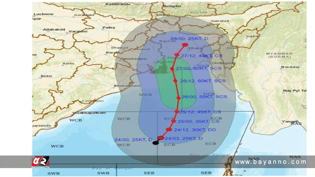 তীব্র ঘূর্ণিঝড় আকারে ২৬ মে বাংলাদেশে আঘাত হানতে পারে রেমাল