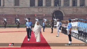 ভারতের রাষ্ট্রপতি ভবনে শেখ হাসিনাকে লাল গালিচা সংবর্ধনা