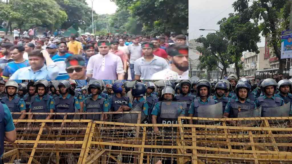 বঙ্গভবনের দিকে যাচ্ছেন কোটাবিরোধী শিক্ষার্থীরা, জিরো পয়েন্টে ব্যারিকেড