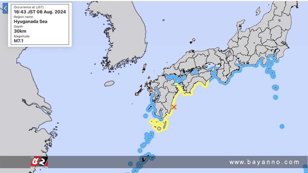 জাপানে ৭.১ মাত্রার শক্তিশালী ভূমিকম্প